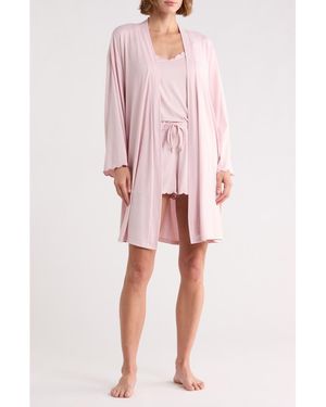 Danskin Camisole Short Pajamas & Robe Set - Pink