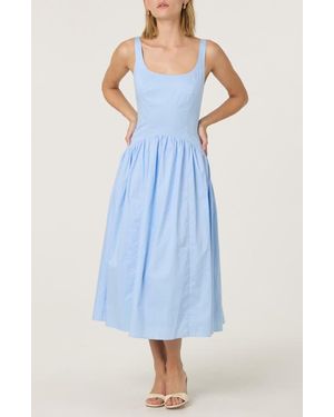 Astr Square Neck Dress - Blue