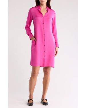 Theory Modern Long Sleeve Silk Shirtdress - Pink