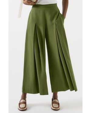 LK Bennett Frances Colette Pleated Wide Leg Pants - Green