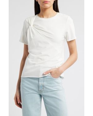 Wit & Wisdom Twist Front Stretch Cotton Modal T-Shirt - White