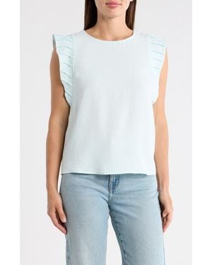 Vince Camuto Pleat Sleeve Shell Top - Blue