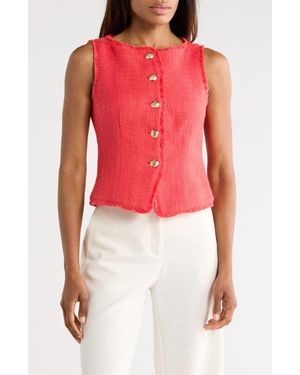 Cinq À Sept Camen Cotton Bouclé Vest - Red