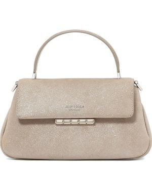 Kate Spade Small Grace Glitter Suede Top Handle Bag - Natural