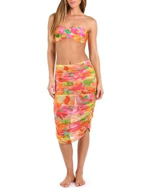 Sunshine 79 Utopia Ruched Convertible Cover-Up Skirt - Red