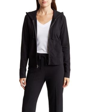 James Perse French Terry Crop Zip Hoodie - Black