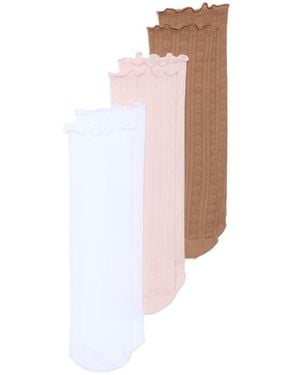 Nordstrom Rack 3-Pack Heart Sheer Knit Lettuce Top Socks - White