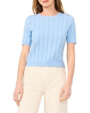 Cece Pointelle Knit Sweater - Blue