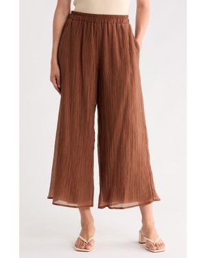 Halogen® Plissé Pleats Pull-On Wide Leg Pants - Brown