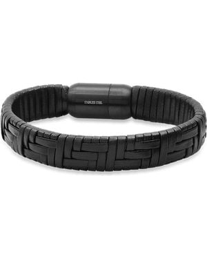Steeltime Braided Leather Bracelet - Black