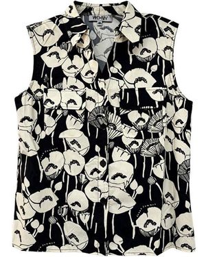 Wdny Floral Sleeveless Button-Up Shirt - Black