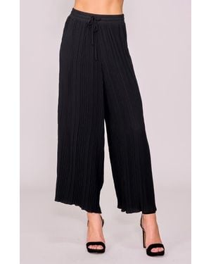MELLODAY Crinkle Pleat Wide Leg Drawstring Pants - Blue