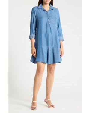 Beach Lunch Lounge Eugenia Long Sleeve Denim Shirtdress - Blue