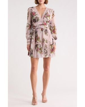 AllSaints Xanthe Floral Long Sleeve Minidress - Pink
