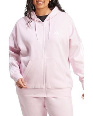 adidas 3-Stripes Fleece Zip Hoodie - Pink