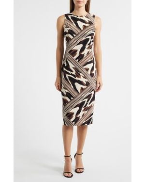 Anne Klein Print Sleeveless Midi Dress - Black