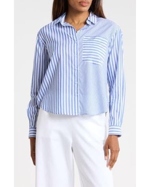 Beach Lunch Lounge Lilah Long Sleeve Button Front Shirt - Blue
