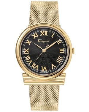 Ferragamo Salvatore 3-Hand Dial Mesh Strap Watch, 34Mm - Metallic