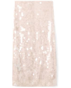 Mango Sequin Paillette Midi Skirt - Natural