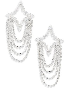 Tasha Crystal Star Draped Chain Drop Earrings - White