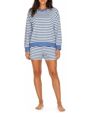 LOFT Breton Striped Pointelle Pajamas - Blue