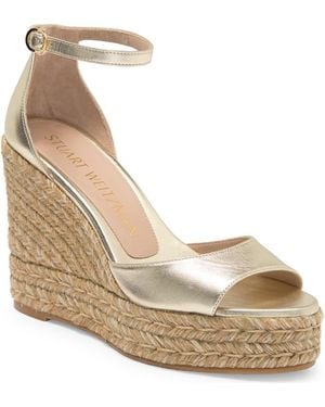 Stuart Weitzman Nudist Curve Espadrille Wedge Sandal - Metallic
