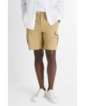 Vince Flat Front Cotton & Linen Cargo Shorts - Natural
