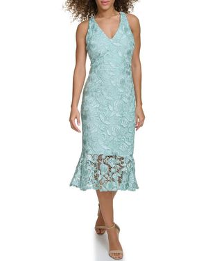 Siena Jewelry Floral Lace Halter Dress - Blue