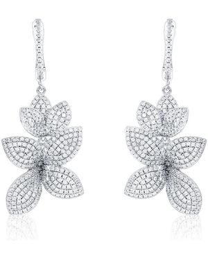 Suzy Levian Cubic Zirconia Flower Drop Earrings - White
