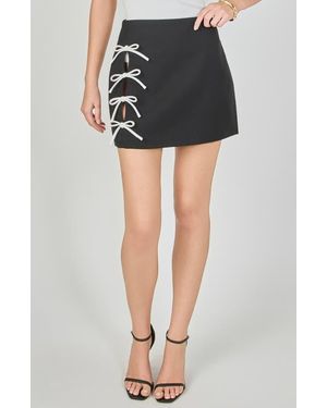 Endless Rose Bow Cutout Miniskirt - Black