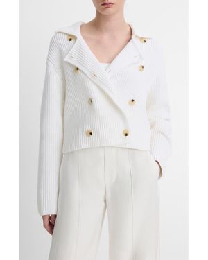 Vince Double Breasted Sweater Jacket - White