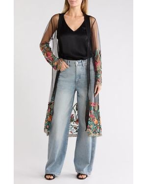 Forgotten Grace Embroidered Mesh Duster - Multicolor