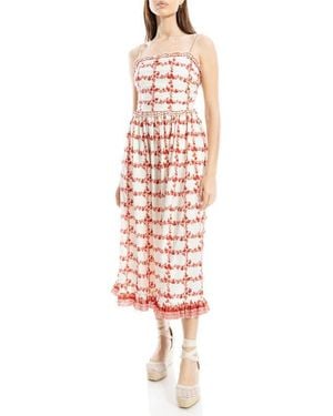 Max Studio Ruffle Printed Midi Sundress - White