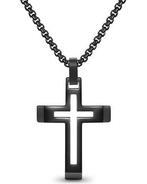 EDFORCE Cut Out Cross Pendant Necklace - Metallic