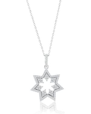 Suzy Levian Cubic Zirconia Starburst Pendant Necklace - Metallic
