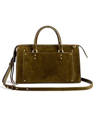 Madewell Large Studded Suede Satchel - Green