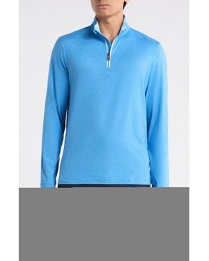Bugatchi Quarter Zip Performance Pullover - Blue