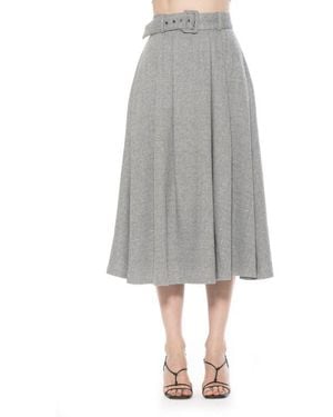 Alexia Admor Belted A-Line Midi Skirt - Gray