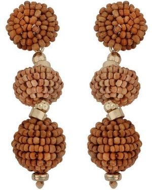 Panacea Beaded Linear Drop Earrings - Brown