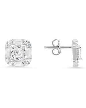 Queen Jewels Sterling Cubic Zirconia Square Stud Earrings - Metallic