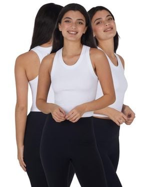 90 Degrees 3-Pack Seamless Crop Tanks - Blue