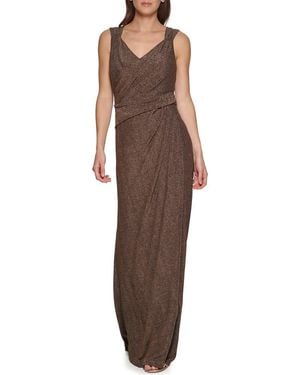 DKNY Ruched Maxi Dress - Brown