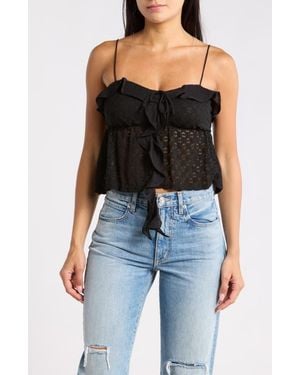 Beivy Mixed Media Babydoll Top - Black