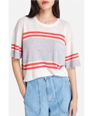 Twp Engineered Stripe Cashmere T-Shirt - White