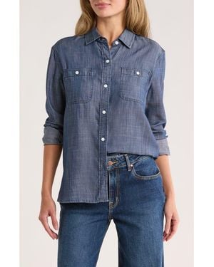 Tailor Vintage Loose Fit Denim Button-Up Shirt - Blue
