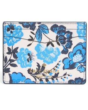 Kate Spade Staci Vase Floral Leather Card Case - Blue