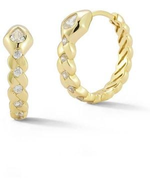 Chloe and Madison Snake Cubic Zirconia Huggie Hoop Earrings - Metallic