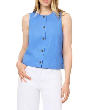 Scotch & Soda Sleeveless Linen Blend Button-Up Shirt - Blue