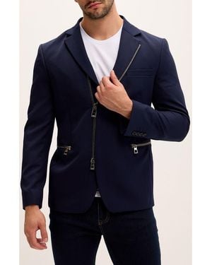 Ron Tomson Everyday Two Way Zip Blazer - Blue