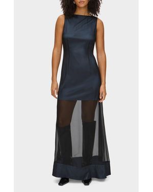 ALIGNE Amalie Sheer Silk Blend Maxi Dress - Blue